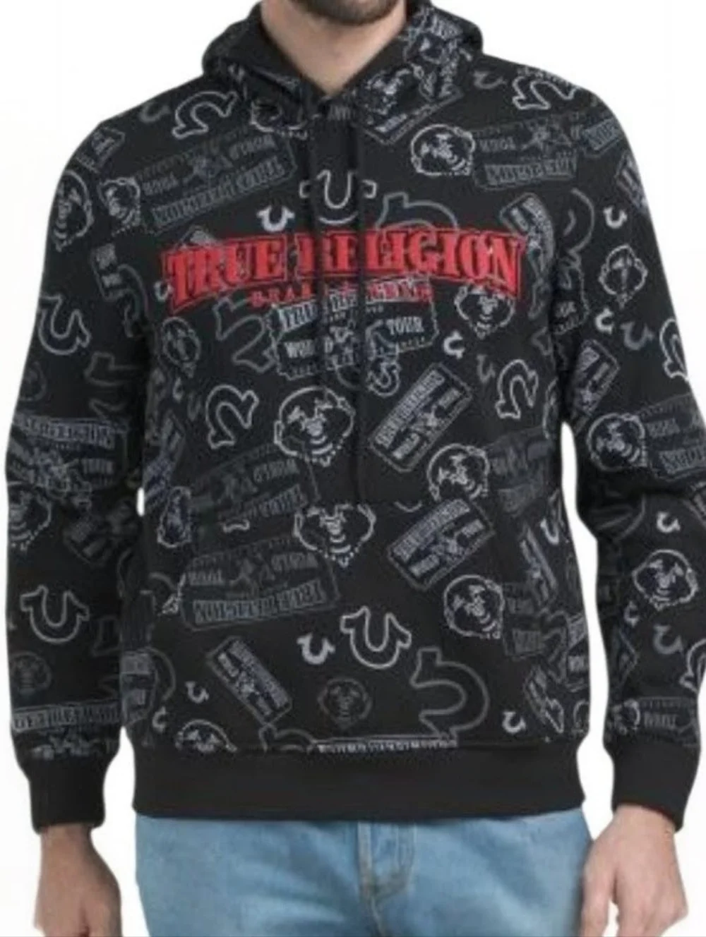 True Religion Buddha Ticket Hoodie L and XL Black World Tour Graphic NWT